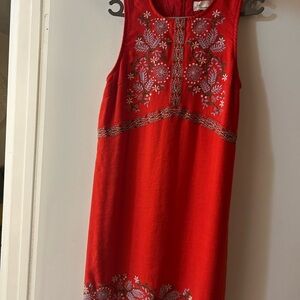 Anthropologie Red Floral Midi Dress